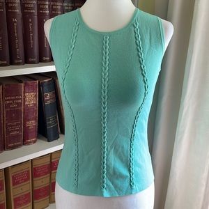 Women’s Vintage Blue Green Classic Knit Sweater Size Small Petite